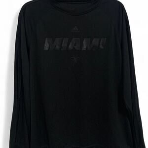 Adidas Miami Heat All Black Long Sleeve Shirt Size Medium